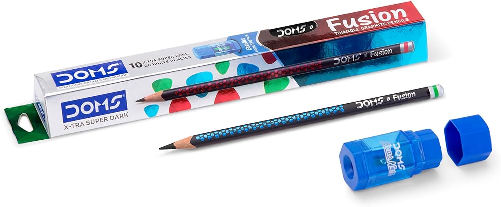 Doms X-tra Super Dark Graphite Pencils With Free Eraser & Sharpner-10Pcs.(Box)2